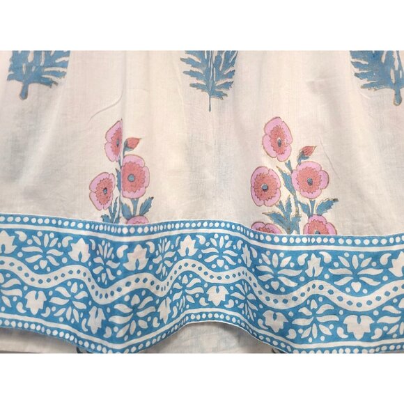 Tuckernuck x SZ Blockprints Priya Floral Boho Dress White Blue - Picture 9 of 13
